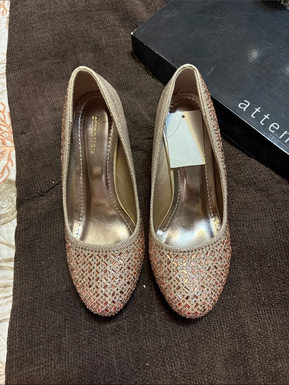 Rose Gold Crystal-Embellished Pumps